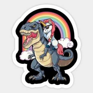 Unicorn Riding Dinosaur- Sticker